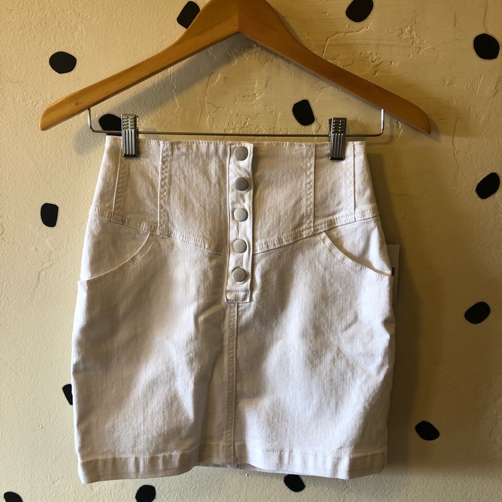 Forever 21 White High Waisted Denim Skirt